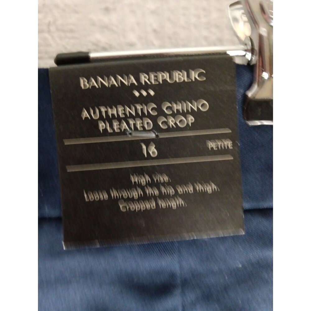 Banana Republic Women Petite 16 Pants Pleated Crop Authentic Chino Navy Blue NWT - Picture 5 of 7